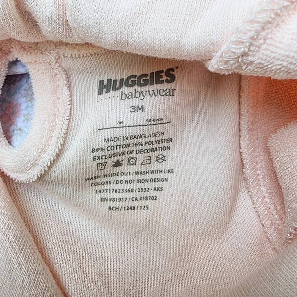 NWT‎ Huggies Baby Girl 3M Floral Swimsuit Cover Up Sun Hat 3Pc Set UPF 50+